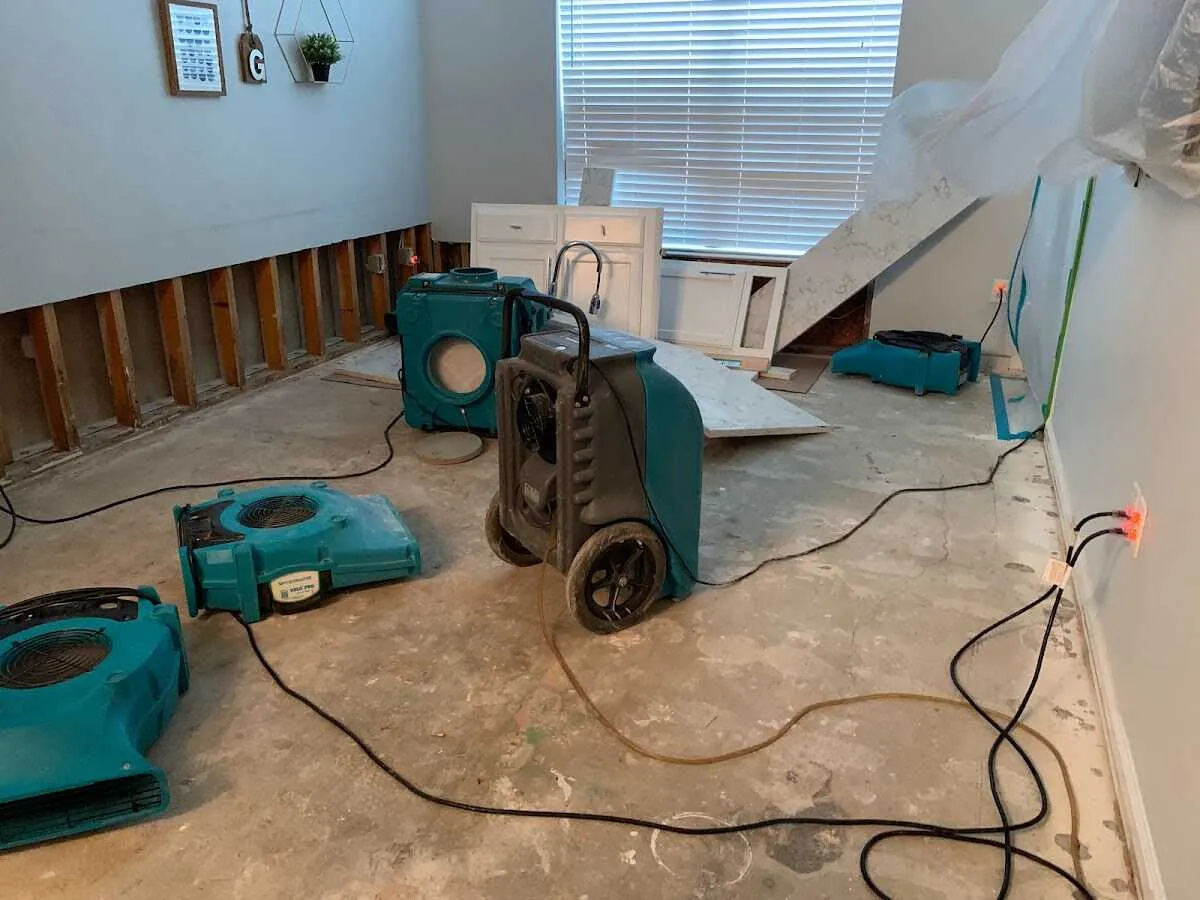 Dehumidifier in flood-cut room for Water Damage Restoration in Herriman